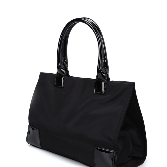 Tory Burch Ella black nylon patent mini tote bag New Without Tags - Picture 6 of 7